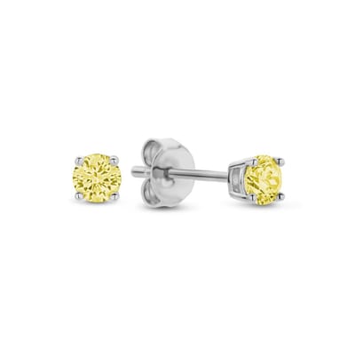 New Bling 9NB-1144 Zilveren Oorknopjes met Zirkonia Steentje 3mm - Geel - Rhodium - Zilver