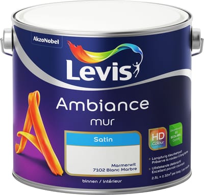 Levis - Ambiance Mur Satin - Marmerwit - 2,5 L