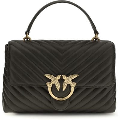 PINKO handtas schoudertas Love Lady Puff Classic CL Sheep Nappa Chevron Verde Fango donkergroen