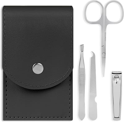 Professionele 4-delige Manicure en Pedicure Set van Gepolijst RVS, Inclusief Nagelschaar, Pincet en Opbergtas, Ideaal voor Nagelverzorging Thuis en op Reis, Geschikt voor Mannen en Vrouwen