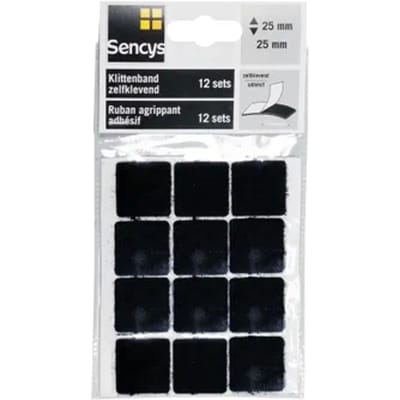 3M zelfklevende klittenband - vierkantjes - zwart - 10 stuks - 4 x 4 cm