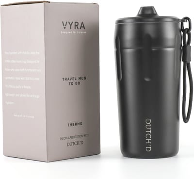 Dutch'D - Premium Thermosbeker - Zwart - 500ML - RVS - Koffiebeker To Go - Theebeker - Travel Mug - VYRA
