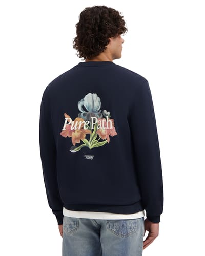 PURE PATH Trio Of Flowers Crewneck Truien & Vesten Heren - Sweater - Hoodie - Vest- Donkerblauw - Maat M