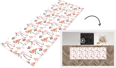 Keukenloper - Loper keuken - Patroon - Flamingo - Bloemen - 150x50 cm - Keukenloper vinyl