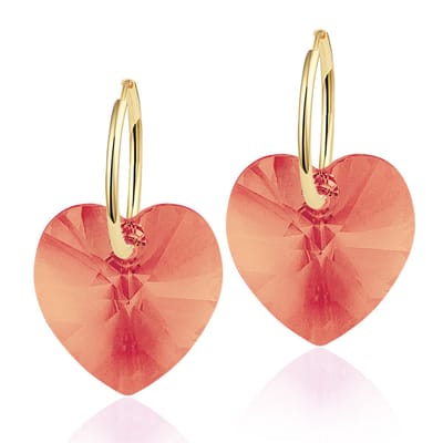 Montebello Oorbellen Delfin HG105 - Swarovski Hart - 925 Zilver Verguld - Ø18mm - 28mm