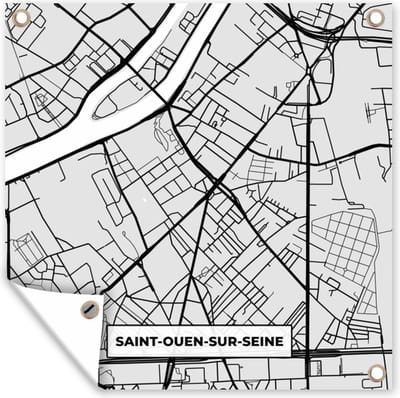 Tuin poster Plattegrond - Saint-Ouen-sur-Seine - Stadskaart - Kaart - Frankrijk - 200x200 cm - Tuindoek