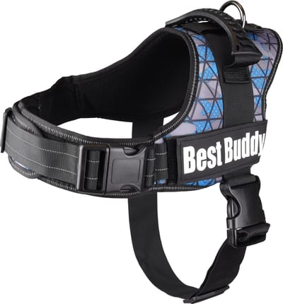 Flamingo Pluto Liberty - Harnas Honden - Harnas Best Buddy Pluto Blauw Camouflage Grid Xl 80-100cm 50mm - 1st - 122255 - 1st