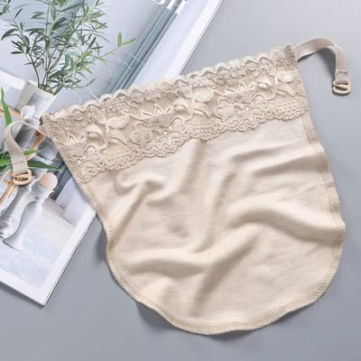 Dames Kant Clip-on Mock Hemdje Bh-inzetstuk Anti Peep Onzichtbaar decolleté Cover Up Overlay Bescheidenheid Panel Vest Tanks voor Lady beige