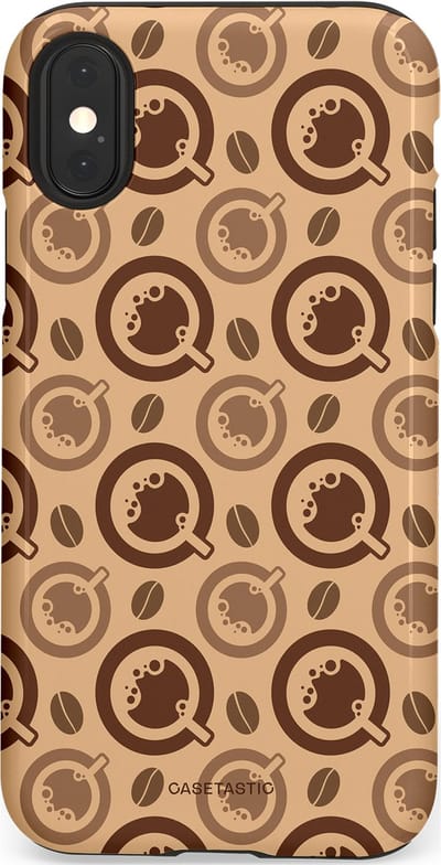 Casetastic Hoesje Geschikt voor Apple iPhone X/Xs - Stijlvolle Beschermende Duo-layer Case - Cappuccino Ontwerp