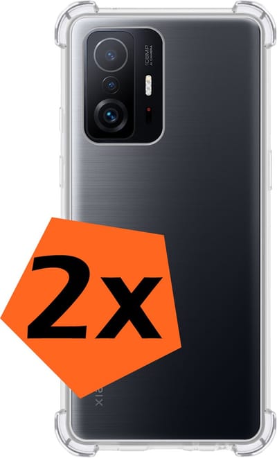 Hoes - 2 Stuks - Geschikt voor Xiaomi 11T - Sterk & Shockproof - Siliconen Case - Back Cover - Telefoon Hoesje Shock Proof - Transparant