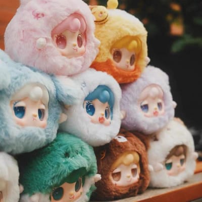 Nieuwe Yooki V6 Mini Ocean Baby Pluche Blind Box Schattig Anime Figuur Hanger Mysterie Cadeau Willekeurig 1 stuks United States gray