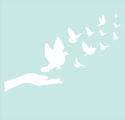 Raam - muur - veranda - sticker Hand met vogels - wall art -