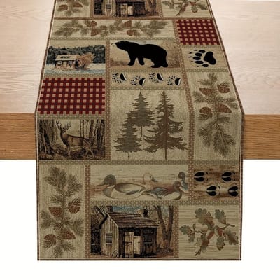 Vintage Beer Bosdieren Linnen Tafelkleed Boerderij Rustieke Stijl Commode Sjaal Tafeldecoratie Keuken Feest Eettafel Decoratie 150x33cm black