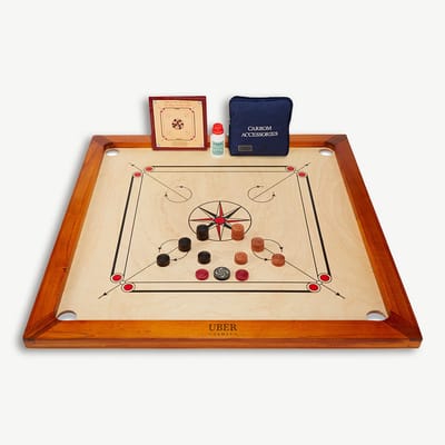 Carrom, Officiële 74x74 cm maat - met Draagtas - Prachtig afgewerkt - Kwaliteit & Klasse - Profi - ECO India