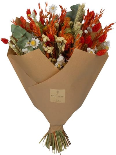 Plantenboetiek.nl | Droogboeket - Klassiek boeket - Oranje - Ø30cm - 50-60cm hoog - Bloemen - Droogbloemen