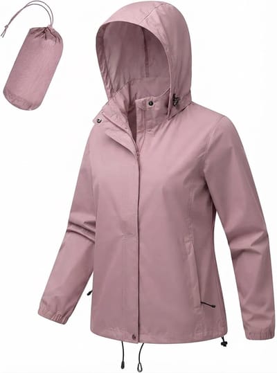 Livatto Waterdichte opvouwbare regenjas met capuchon voor dames, lichtgewicht ademende windbreaker, fiets- en outdoorjas, maat M