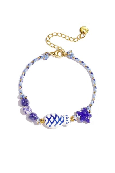 Kralenarmband met touwmotief, vis en ster kralen
