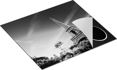 Chefcare Inductie Beschermer Eiffeltoren in Parijs met Bloemen - Zwart Wit - 60x50 cm - Afdekplaat Inductie - Kookplaat Beschermer - Inductie Mat