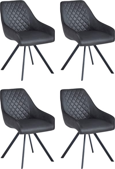 Colenis® - Elias Eetkamerstoel - Set Van 4 - Antraciet - Microfiber Stof - 180° draaibaar