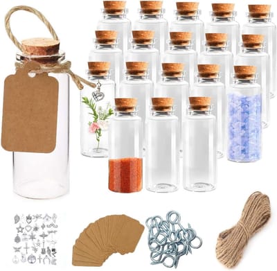 Set van 18 Mini Glazen Flessen van 40ML met Kurk - Ideaal voor Gastgeschenken, Bruiloften, Specerij Jars en Kerstdecoratie