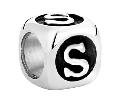 Quiges - 925 - Bedels -Sterling zilver - Beads - Alfabet Letter S Kraal Charm - Geschikt – voor - Armband Z442