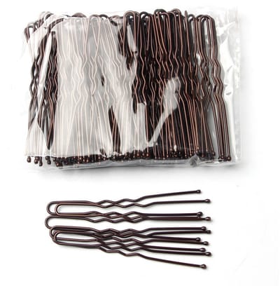 Haaraccessoires set - Haarklemmen - Haarelastiekjes / Scrunchie -U-haarklemmen 50 stuks – 6cm cafébruin -Geschikt voor kort en fijn haar.