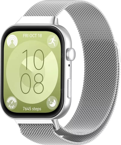Strap-it Milanees gevlochten RVS bandje met magneetsluiting - geschikt voor Huawei Watch Fit 3 / Watch Fit 4 / Watch Fit 4 Pro / Watch Fit 5 / Watch Fit 5 Pro / Watch Fit 4 / Watch Fit 4 Pro / Watch Fit 5 / Watch Fit 5 Pro (zilver)