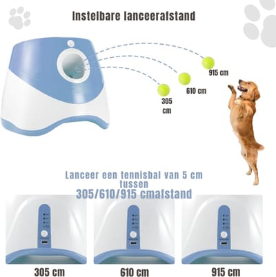 Aura® Ballenwerper Voor Honden - Ballenwerper - Hondenspeelgoed - 1.75 KG - Oplaadbaar - Blauw - ‎26cm x 27cm x 21cm