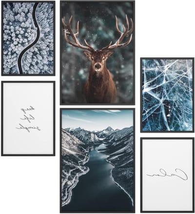Poster Set - Wanddecoratie Prints - Woonkamer Inrichten - Set van 6 - 2x A3 4x A4 - Blauw