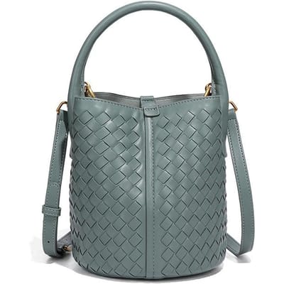 Handgeweven Tassen, Trendy en Veelzijdig, Effen Baby Bucket Bags, Casual Dames Enkelzijdige Crossbody Tassen gray