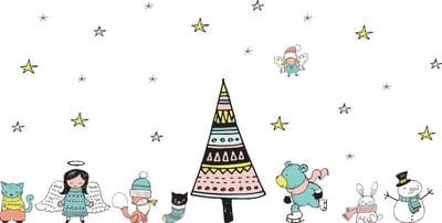 Betoverende Scandinavische kerststickers - Zelfklevende kerststickers - Feestelijke decoraties - 105x70cm