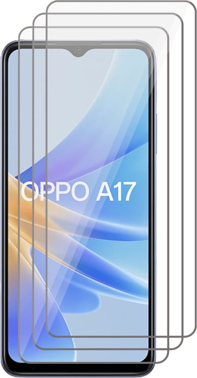 Screenprotector geschikt voor Oppo A17 - 3x Gehard Glas Screen Protector GlassGuard