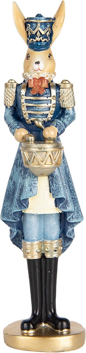 Clayre & Eef Decoratie Beeld Konijn 18 cm Beige Blauw Kunststof
