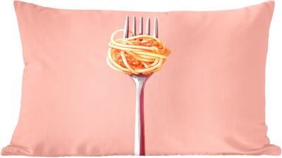 Sierkussens - Kussentjes Woonkamer - 60x40 cm - Vork - Spaghetti - Artistiek - Roze
