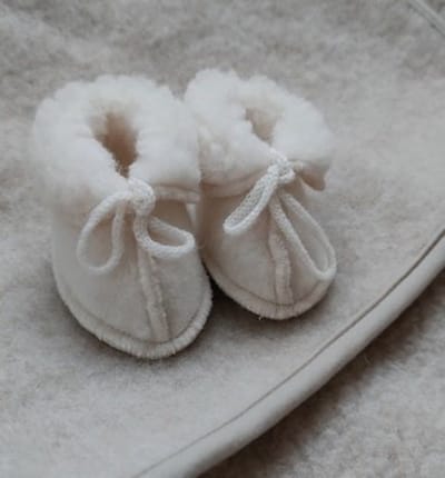 WOLLIES Amsterdam Baby Slofjes - 100% Merino Wol - Wit - 9,5cm - Maat 17
