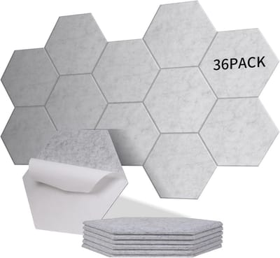 Akoestische Panelen - Zelfklevend - Geluidsisolatie - Zeshoekig Ontwerp - 100% Polyester - 30x26x0,9 cm - NRC 0,95 - Geluidsabsorberende Panelen