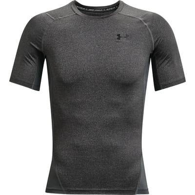 Under Armour UA HG Armour Comp SS Heren Sportshirt - Grijs - Zwart
