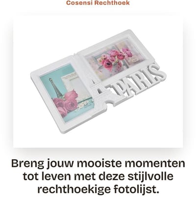 Dailygoods- Fotolijst Duurzaam - Fotolijst 2x 15x10 cm - Decoratieve Fotolijst - Fotolijsten met Standaard - Moderne Stijl - Voor Huisdecoratie - Tweeluik Fotolijst