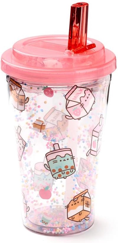 Beker - Pusheen Sips - Drinkverpakkingen - Breukbestendig/Dubbelwandig - Poptop Cover - Ecozen - 500ml