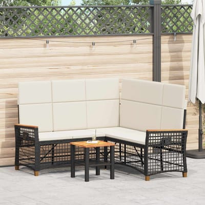 vidaXL Tuin verstelbare bank set Zwart en Crème Wit 164 x 164 x 112 cm