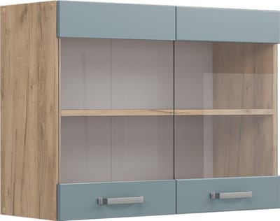 Vicco R-Line Glazen keukenkast – 80 cm Blauw-grijs