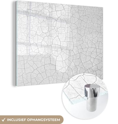 Glasschilderij - Wit - Steen - Gesteente - Natuursteen - 160x120 cm - Wanddecoratie - Kamerdecoratie