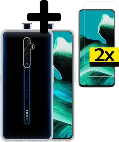 Hoesje - Met 2x Screenprotector - Geschikt voor OPPO Reno 2 - Sterk & Shockproof - Back Cover - Siliconen Case - Telefoon Hoes - Telefoonhoesjes - Transparant