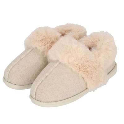 Apollo - Instap sloffen dames - Vilt - Offwhite - Maat 39/40 - Dames pantoffels