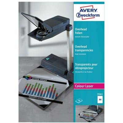 Avery-Zweckform 3561 Folie voor overheadprojectoren DIN A4 Laser (zwart/wit), Laser (kleur), Kopiëren (zwart/wit), Kopi