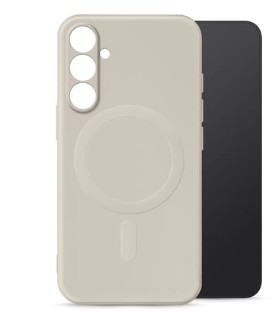 My Style Hoesje geschikt voor Samsung Galaxy S25 Plus MagSafe Telefoonhoesje Flexibel TPU | My Style Protective Flex Backcover | Geschikt voor MagSafe | Geschikt voor Draadloos Opladen met Magnetische Ring | Geschikt voor MagSafe Case - Antique White