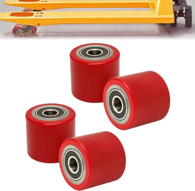 Set van 4 Hefwagen Wielen 80x70mm met Dubbele Kogellager - Sterke PU Palletwagen Onderdelen