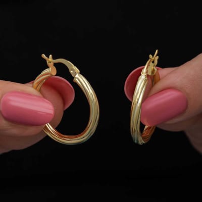 925 Sterling Zilveren Vergulde Gedraaide Hoepel Oorbellen – 3 mm – Handgemaakt – Tijdloos & Elegant – Cadeautip voor Dames