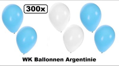 300x Ballonnen Argentinie - ballon landen oktoberfest apres ski blauw wit helium festival