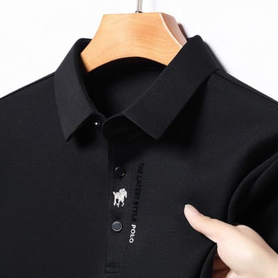 Nieuwe Lente- en Herfst Heren T-shirts met Lange Mouwen voor Jonge en Middelbare Leeftijd Anti-kreuk Strijkvrij Tops met Lange Mouwen 4XL black